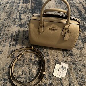 Coach Beige Leather Satchel with Gold Hardware